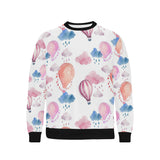 Watercolor air balloon cloud pattern Men's Crew Neck Sweatshirt