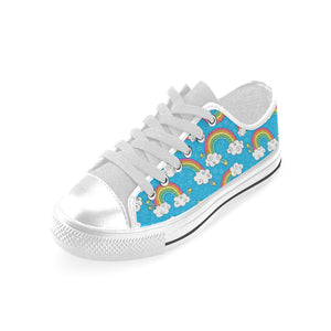 Rainbows Sky Clouds Pattern Men's Low Top Shoes White