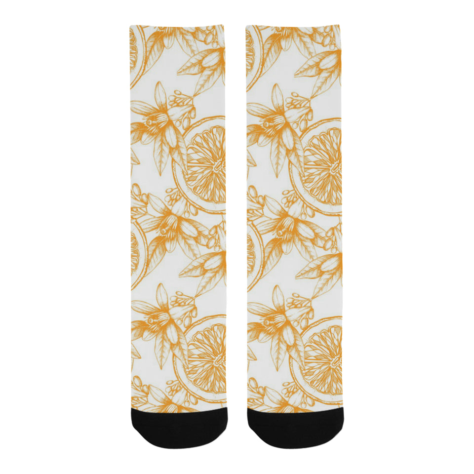 hand drawn orange fruit pattern Crew Socks