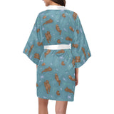 Sea otters pattern Women's Short Kimono Robe