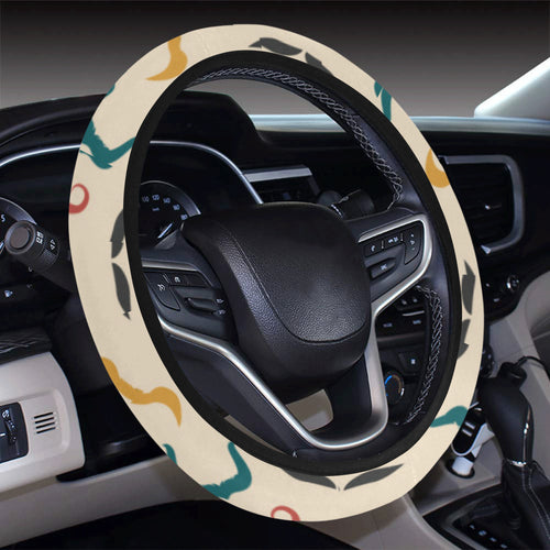 Mustache Beard Pattern Print Design 03 Car Steering Wheel Cover