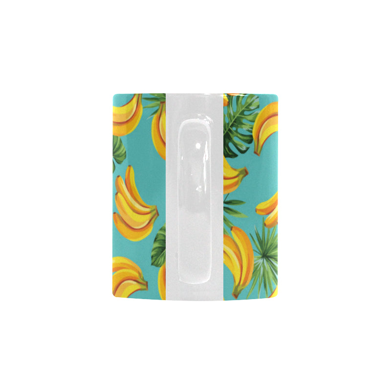 Banana Palm Leaves pattern background Classical White Mug (Fulfilled In US)