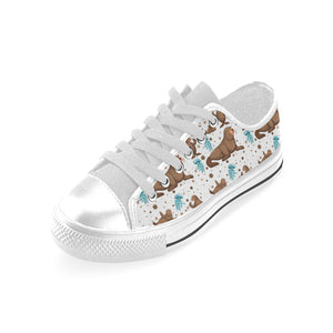 sea lion Seals jellyfish pattern Men's Low Top Shoes White