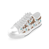 sea lion Seals jellyfish pattern Men's Low Top Shoes White