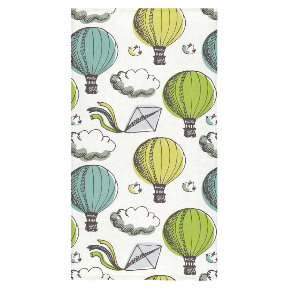 Hot Air Balloon Bird Cloud Pattern Bath Towel