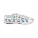 Cute owl pattern Men's Low Top Canvas Shoes White