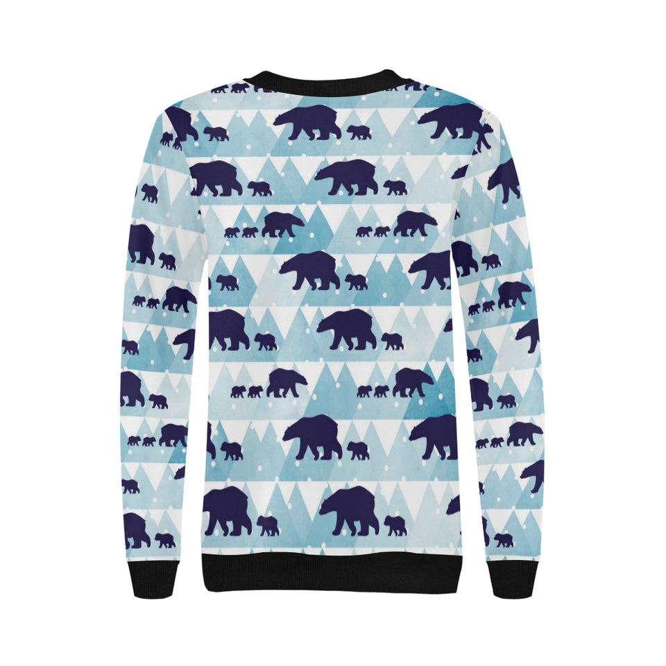 polar bear winter snow pattern Women's Crew Neck Sweatshirt