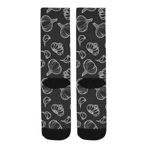 Garlic pattern black background Crew Socks