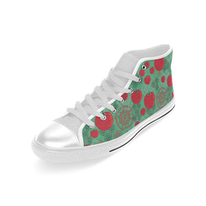 Tomato design pattern Men's High Top Canvas Shoes White