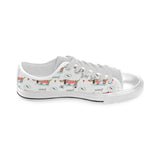 Cute dachshund bone pattern Men's Low Top Canvas Shoes White