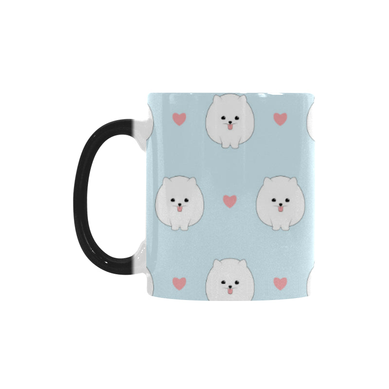 White cute pomeranian pattern Morphing Mug Heat Changing Mug