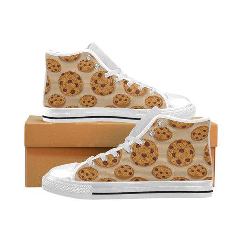 Cookie pattern Men's High Top Canvas Shoes White