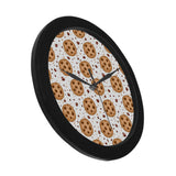 chocolate chip cookie pattern Elegant Black Wall Clock