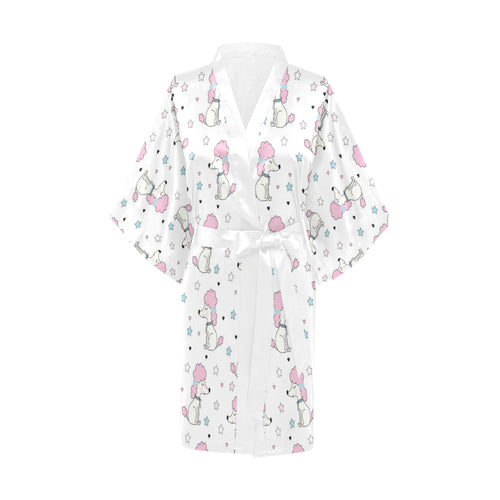Cute poodle dog star pattern Women's Short Kimono Robe