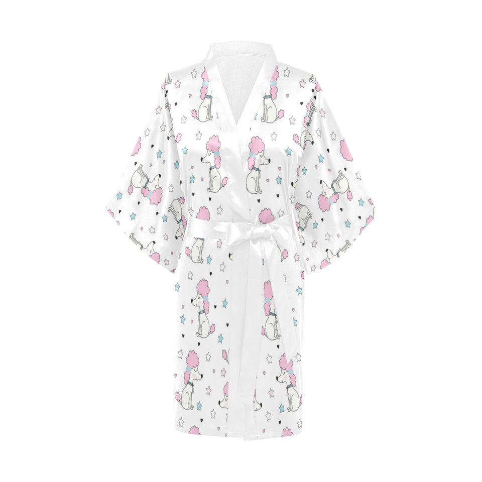 Cute poodle dog star pattern Women's Short Kimono Robe