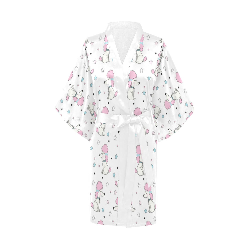 Cute poodle dog star pattern Women's Short Kimono Robe