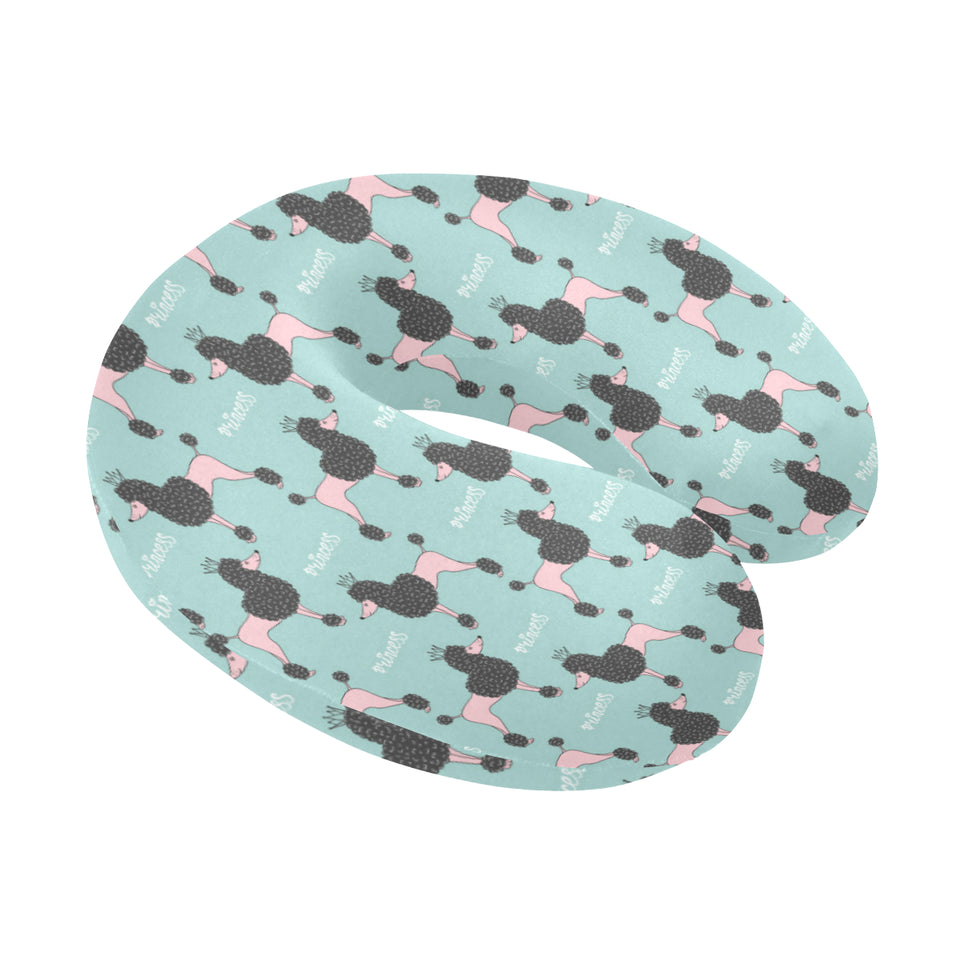 poodle dog green background U-Shaped Travel Neck Pillow