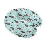 poodle dog green background U-Shaped Travel Neck Pillow