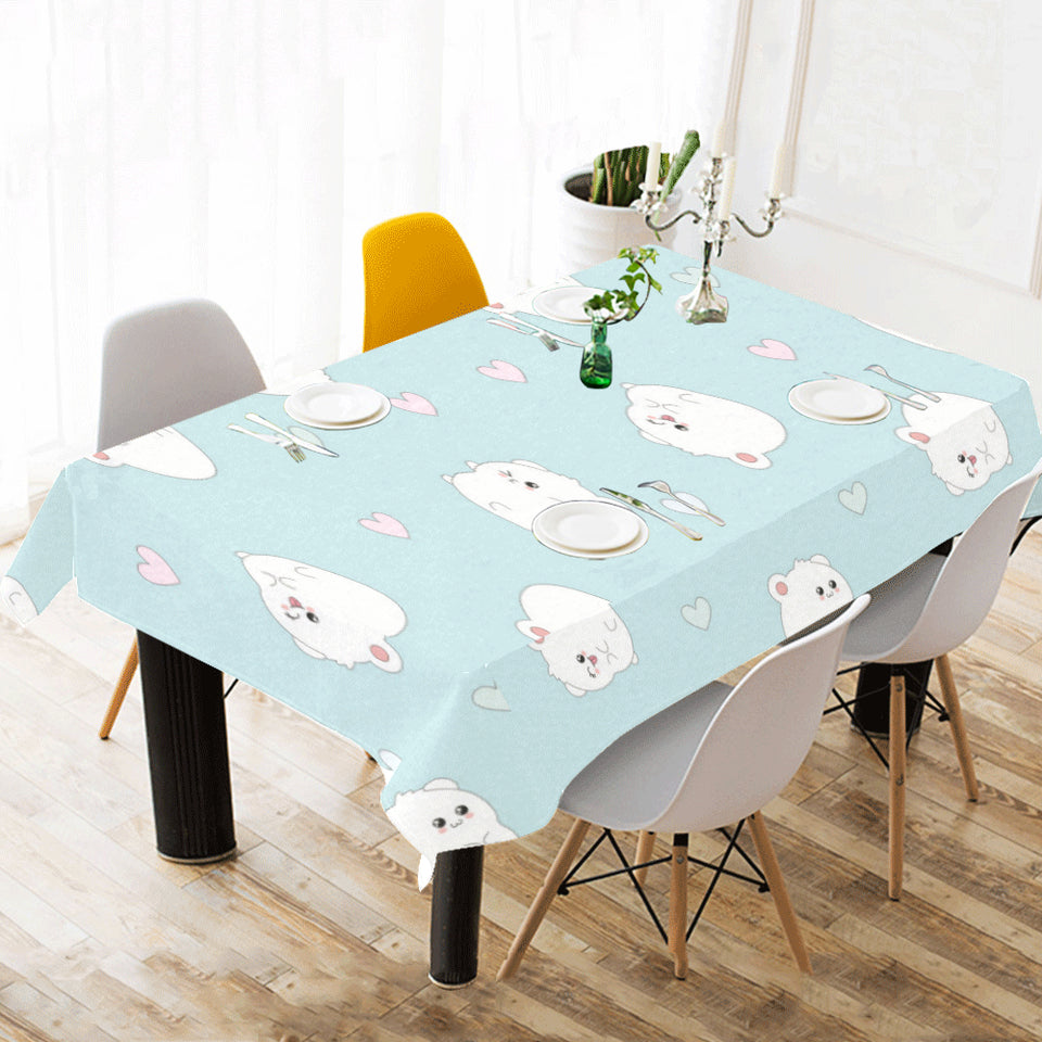 White cute hamsters heart pattern Tablecloth