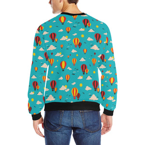 Hot Air Balloon Sky Pattern Men's Crew Neck Sweatshirt