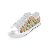 Colorful ice cream pattern Men's Low Top Canvas Shoes White