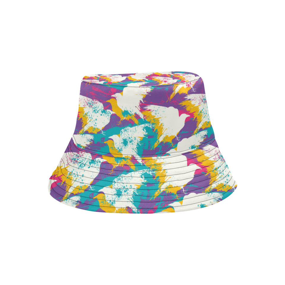 Colorful crow illustration pattern Unisex Bucket Hat
