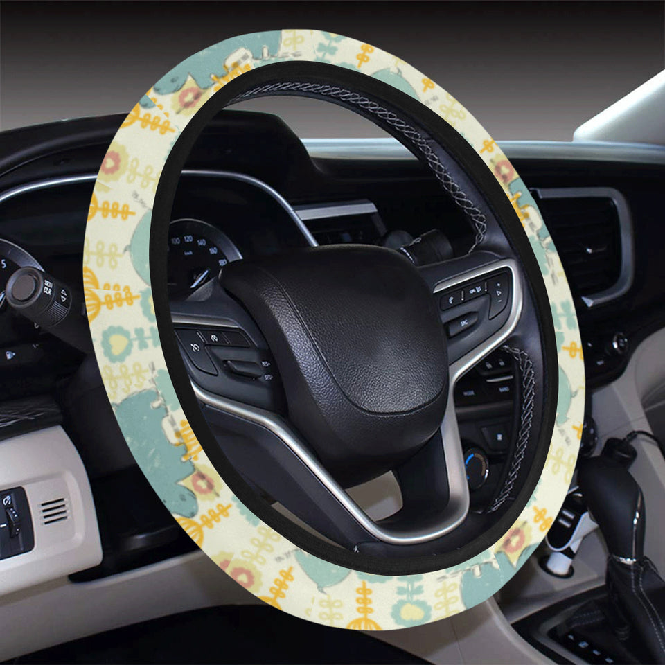Hippopotamus Pattern Print Design 04 Car Steering Wheel Cover