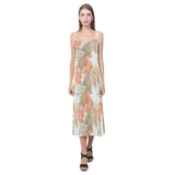 Cocoa beans Cocoa tree pattern V-Neck Open Fork Long Dress