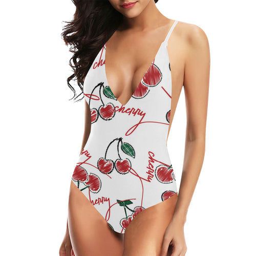Hand drawn cherry pattern Women's One-Piece Swimsuit