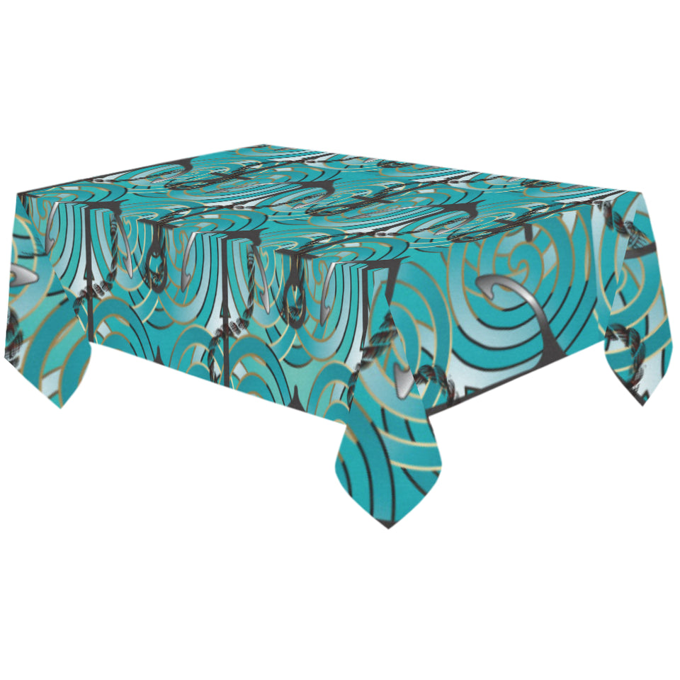Anchor nautical green background Tablecloth