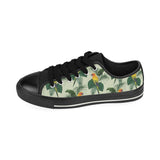Beautiful parrot palm leaves pattern Men's Low Top Canvas Shoes Black