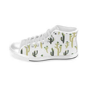 Cute cactus pattern Men's High Top Canvas Shoes White