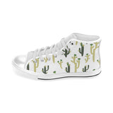 Cute cactus pattern Men's High Top Canvas Shoes White