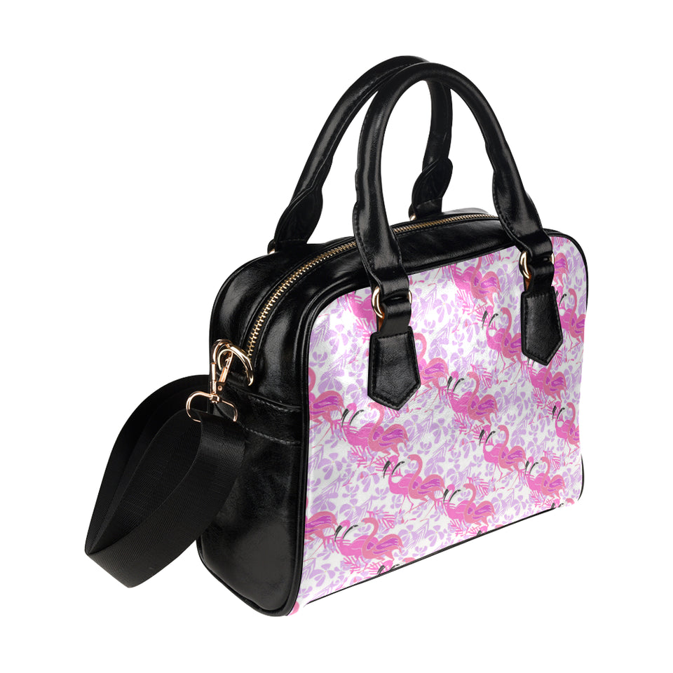 Pink flamingo flower pattern Shoulder Handbag