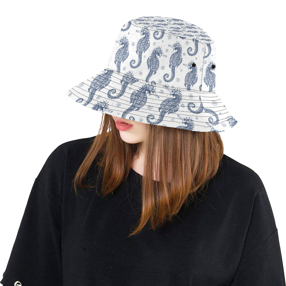 Seahorse pattern background Unisex Bucket Hat