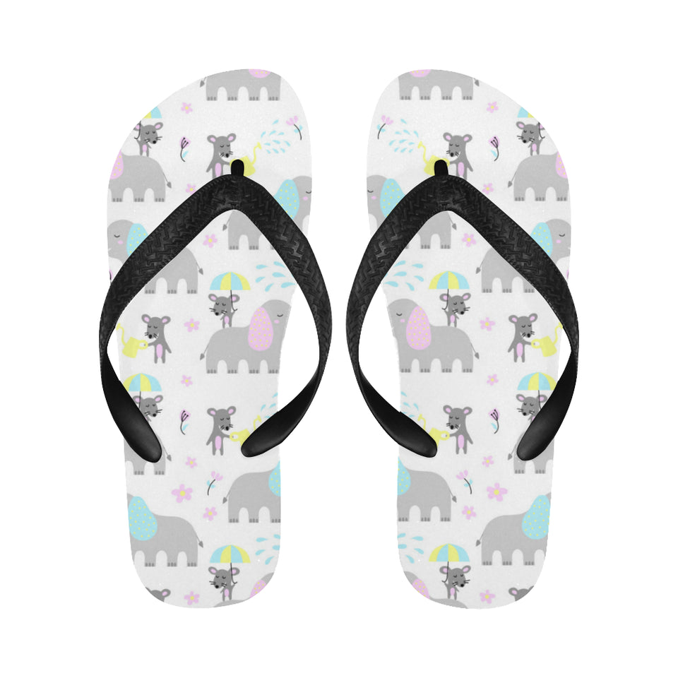 Cute elephant mouse pattern Unisex Flip Flops