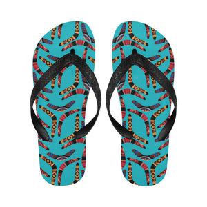 Boomerang Australian aboriginal ornament blue back Unisex Flip Flops