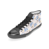 Cute peacock pattern Women's High Top Canvas Shoes Black