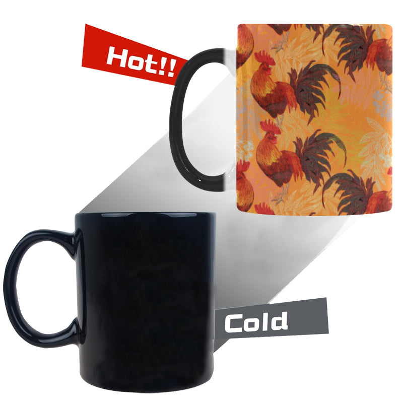 red rooster chicken cock pattern Morphing Mug Heat Changing Mug