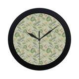 Hand drawn sea turtle fish pattern Elegant Black Wall Clock
