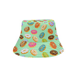 Colorful donut pattern green background Unisex Bucket Hat