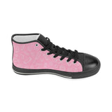 Sweet candy pink background Women's High Top Canvas Shoes Black
