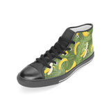 Banana Palm Leaves pattern Women's High Top Canvas Canvas Shoes Black