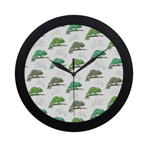 Chameleon lizard pattern Elegant Black Wall Clock
