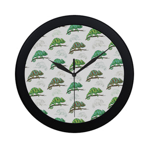 Chameleon lizard pattern Elegant Black Wall Clock