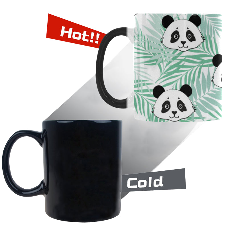 Panda pattern tropical leaves background Morphing Mug Heat Changing Mug