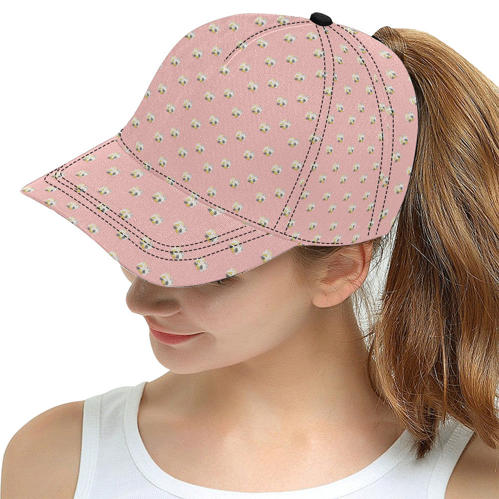 Cute hamster cheese pattern pink background All Over Print Snapback Cap