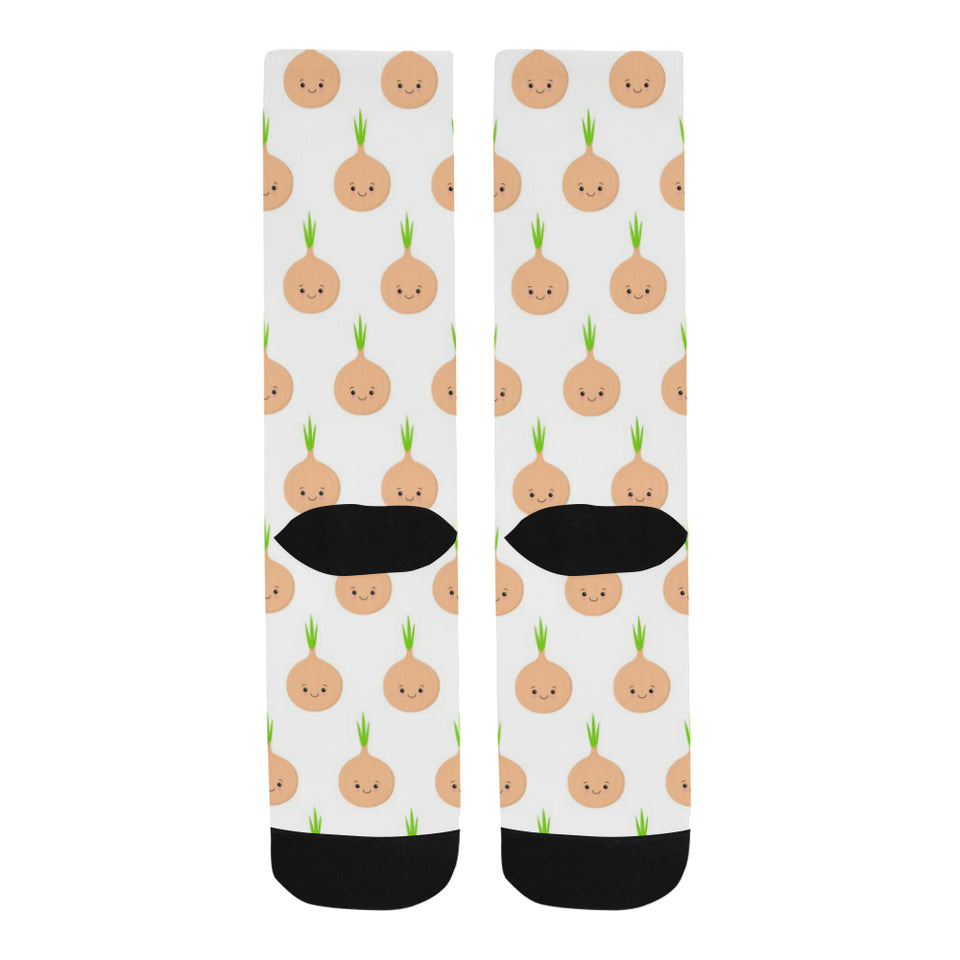 cute onions smiling faces Crew Socks