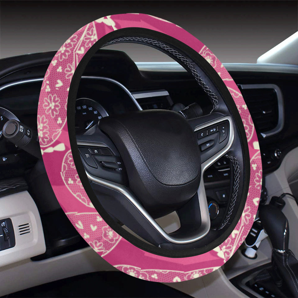 Beautiful dragonfly pink background Car Steering Wheel Cover
