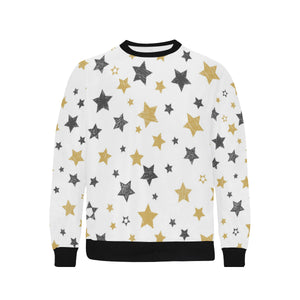 hand drawn gold black star pattern Men's Crew Neck Sweatshirt